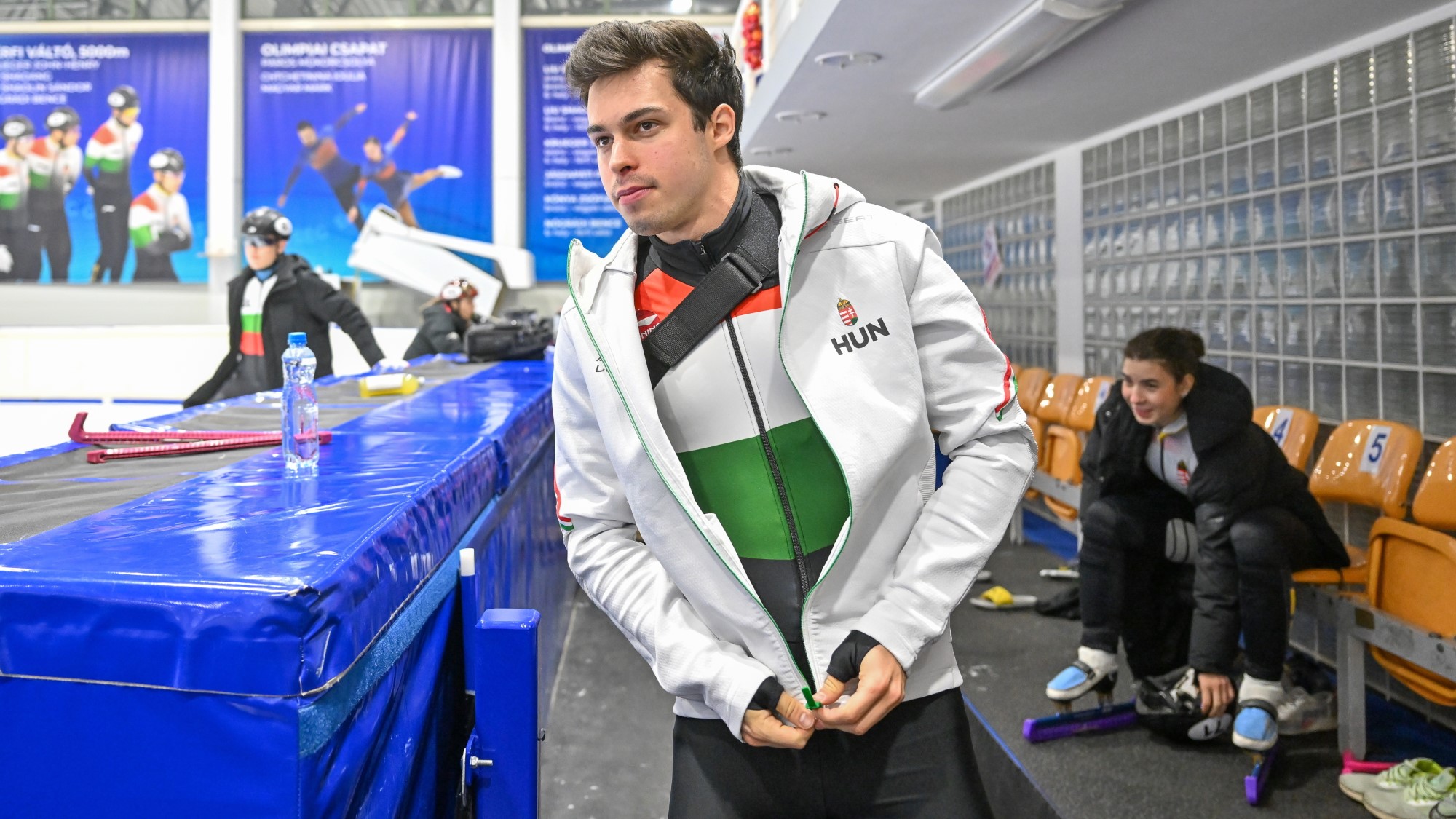 Jászapáti Péter, a rövidpályás gyorskorcsolyázók hollandiai Európa-bajnokságára készülő válogatott tagja a budapesti Gyakorló Jégcsarnokban tartott edzésen 2026. január 9-én.