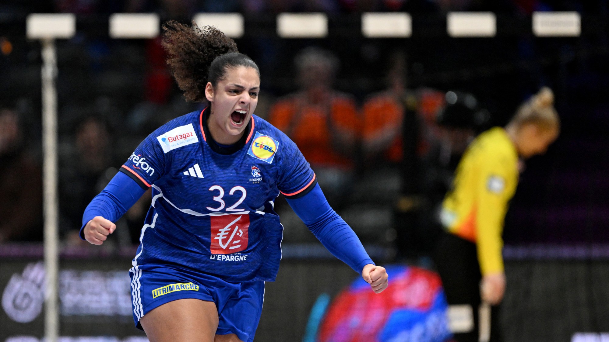 A francia Sarah Bouktit a 2025-ös női kézilabda-világbajnokságon.