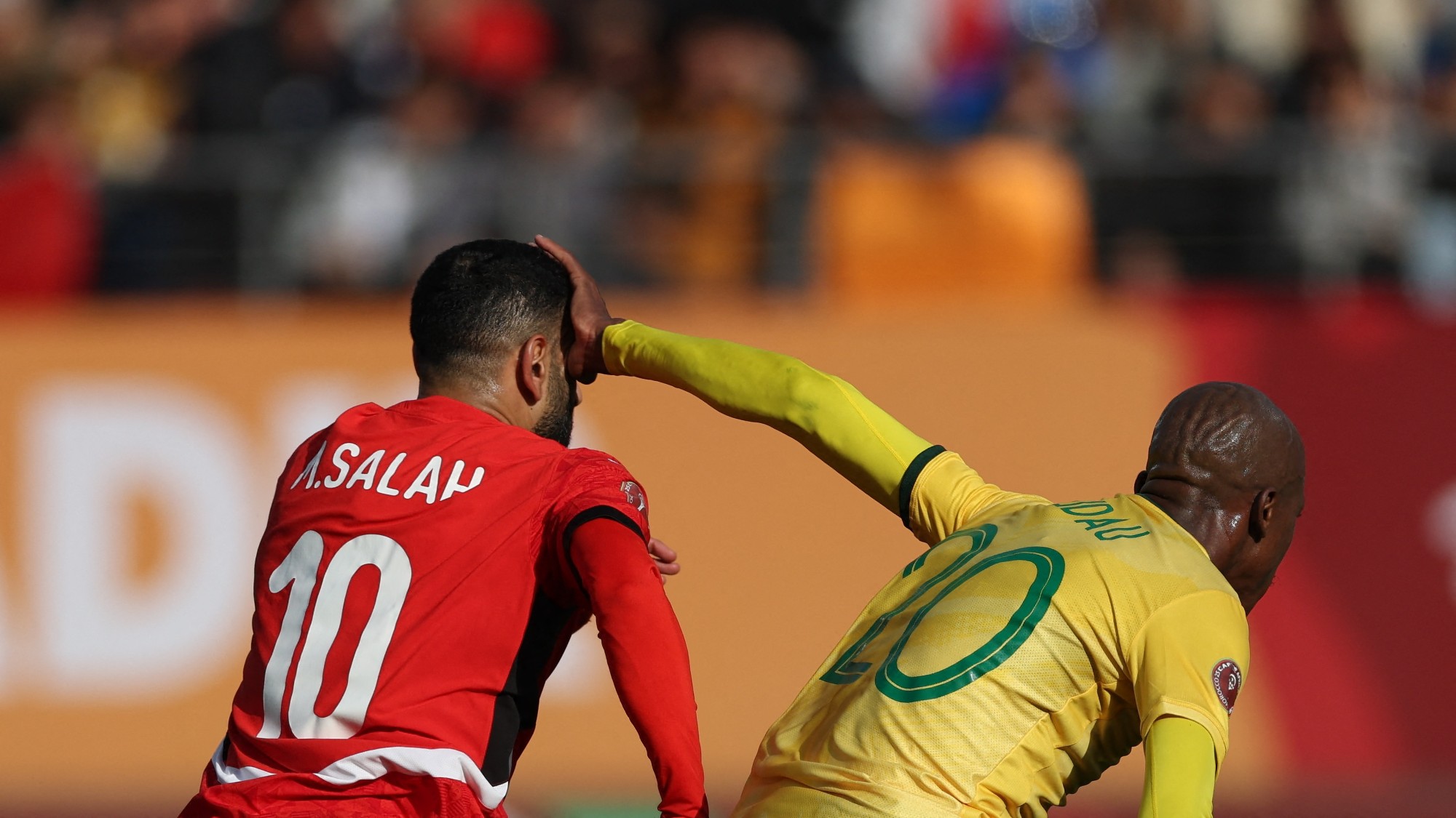 Az egyiptomi Mohamed Szalah a Dél-Afrika elleni mérkőzésen az Afrikai Nemzetek Kupáján.