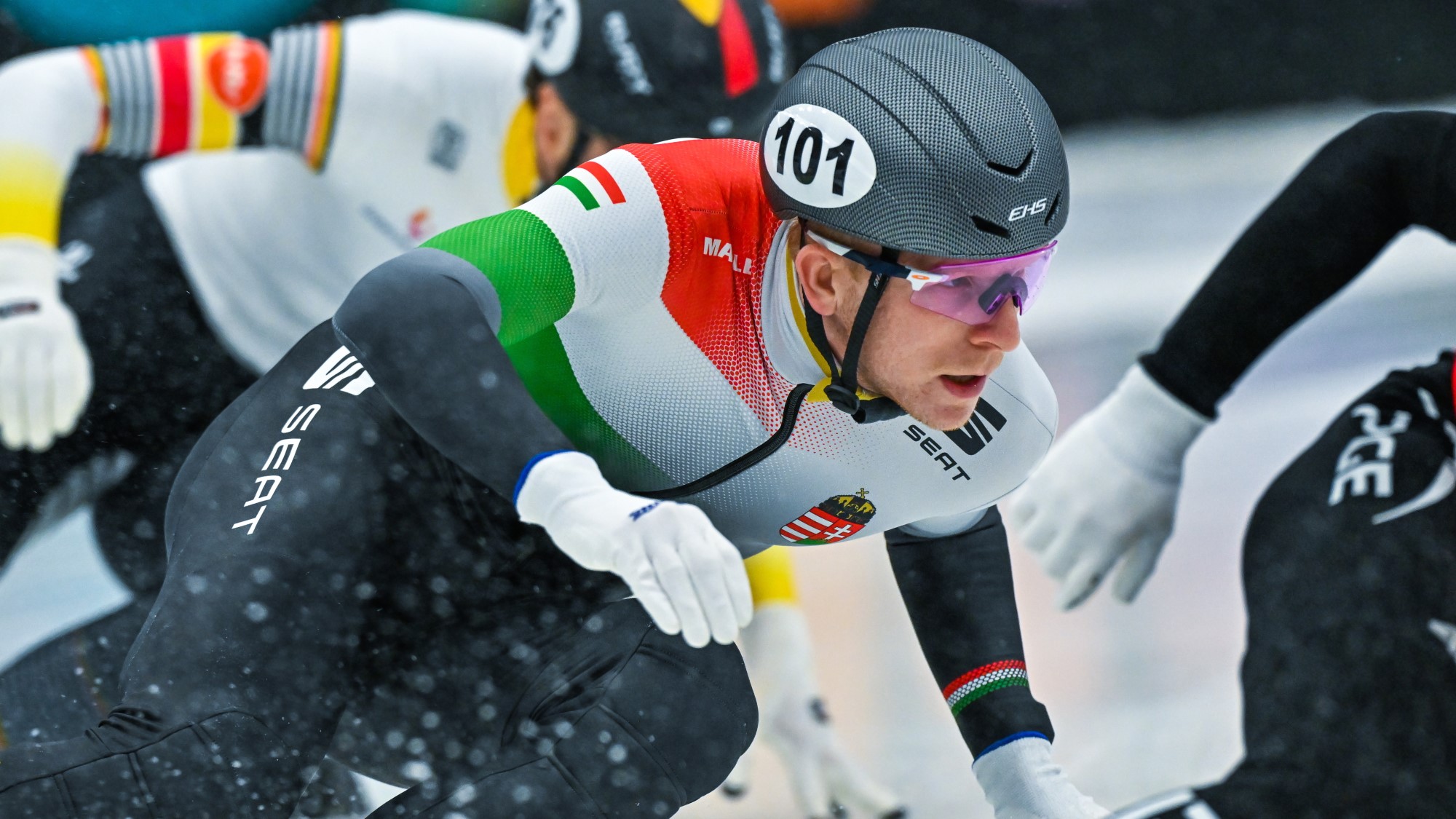 Tiborcz Dániel a férfi 500 méteres versenyszám B döntőjében a rövidpályás gyorskorcsolya Európa-bajnokságon a hollandiai Tilburgban 2026. január 17-én.