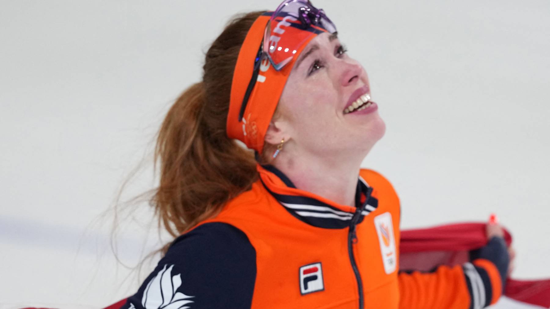 Antoinette RIJPMA-de JONG of Netherlands celebrates after winning the speed skating women's 1500 meters at the Olympic Winter Games Milano Cortina 2026 at the Milano Speed Skating Stadium in Milan, Italy, on February 20, 2026. Dutch RIJPMA-de JONG won the event to claim the gold medal. ( The Yomiuri Shimbun )