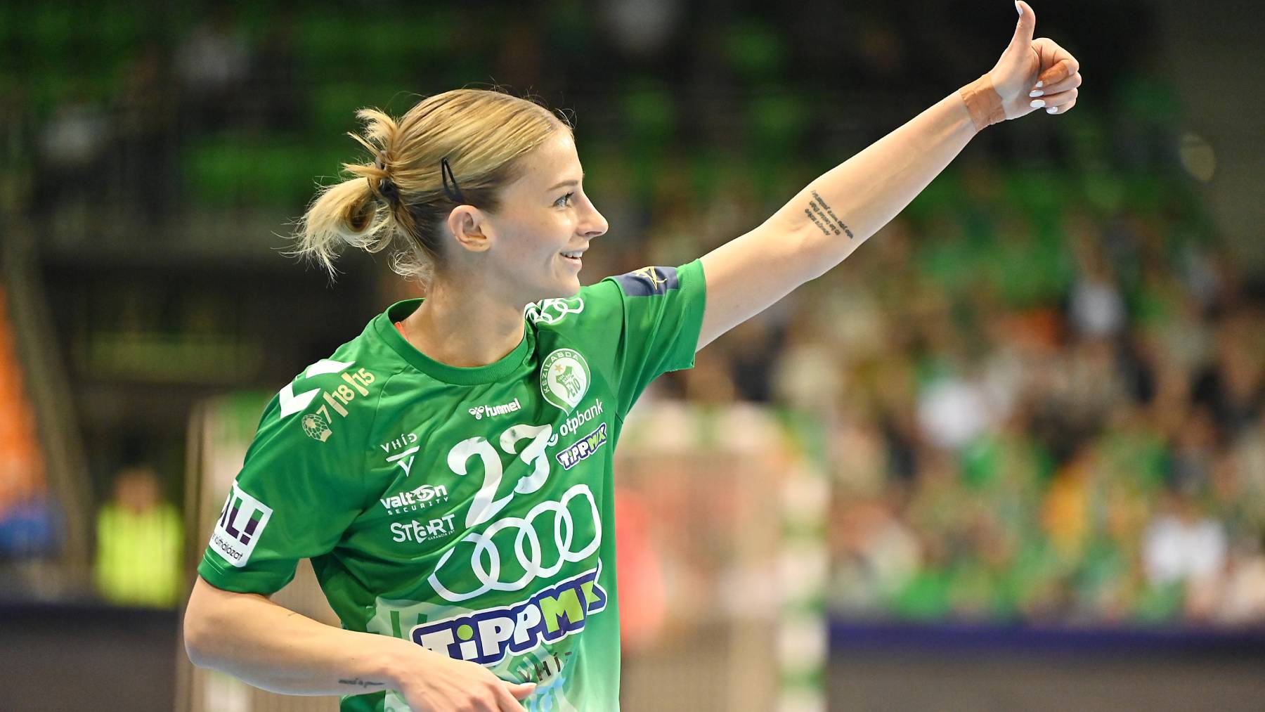 Fodor Csenge, a Győr játékosa a női kézilabda Bajnokok Ligája B csoportjának 14. (utolsó) fordulójában játszott Győri Audi ETO KC - Borussia Dortmund mérkőzésen a győri Audi Arénában 2026. február 22-én. MTI/Krizsán Csaba