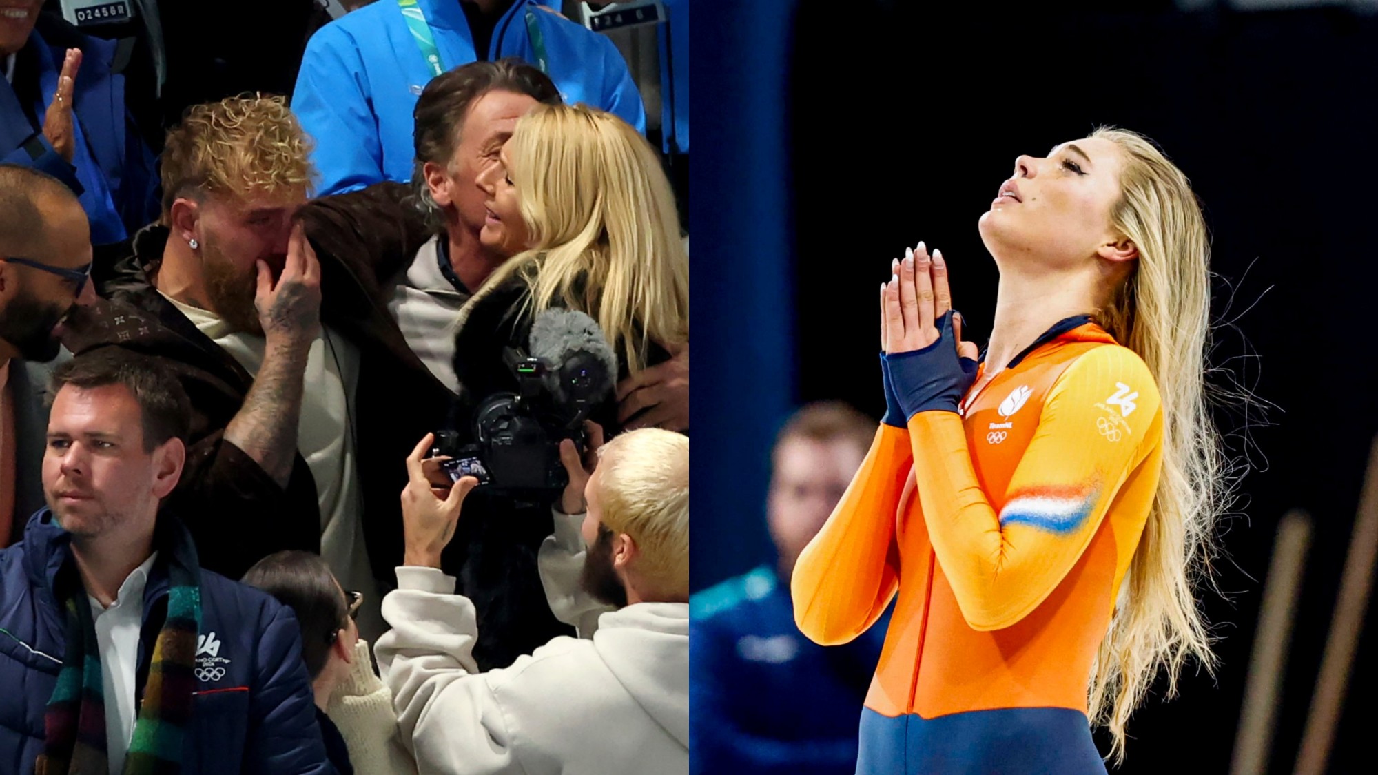 Jake Paul könnyei, miután a barátnője, Jutta Leerdam olimpiai bajnok lett.