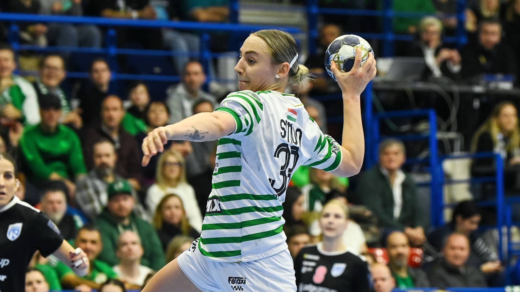 Érd, 2026. január 24. Simon Petra, az FTC játékosa (k) a női kézilabda Bajnokok Ligája B csoportjának 11. fordulójában játszott FTC-Rail Cargo Hungaria - Krim Mercator Ljubljana mérkőzésen az Érd Arénában 2026. január 24-én. MTI/Purger Tamás