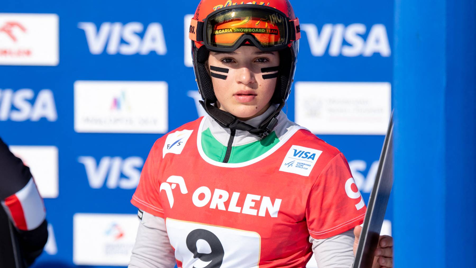 Malena Zamfirova of Bulgaria competes during the FIS Snowboard World Cup, Parallel Giant Slalom, on the Jaworzyna Krynicka slope in Krynica-Zdroj, Poland, on March 1, 2026. (Photo by Marcin Golba/NurPhoto)