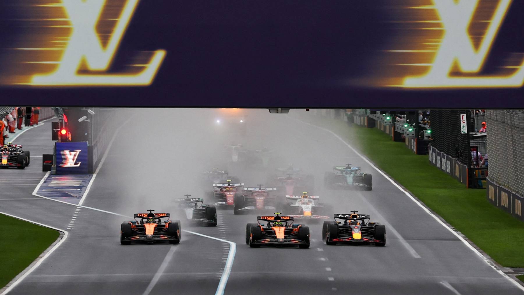 The race starts during the F1 Grand Prix of Australia at Albert Park Circuit in Melbourne, Australia, on March 15, 2025. (Photo by JIN Cheng/Paddocker/NurPhoto)