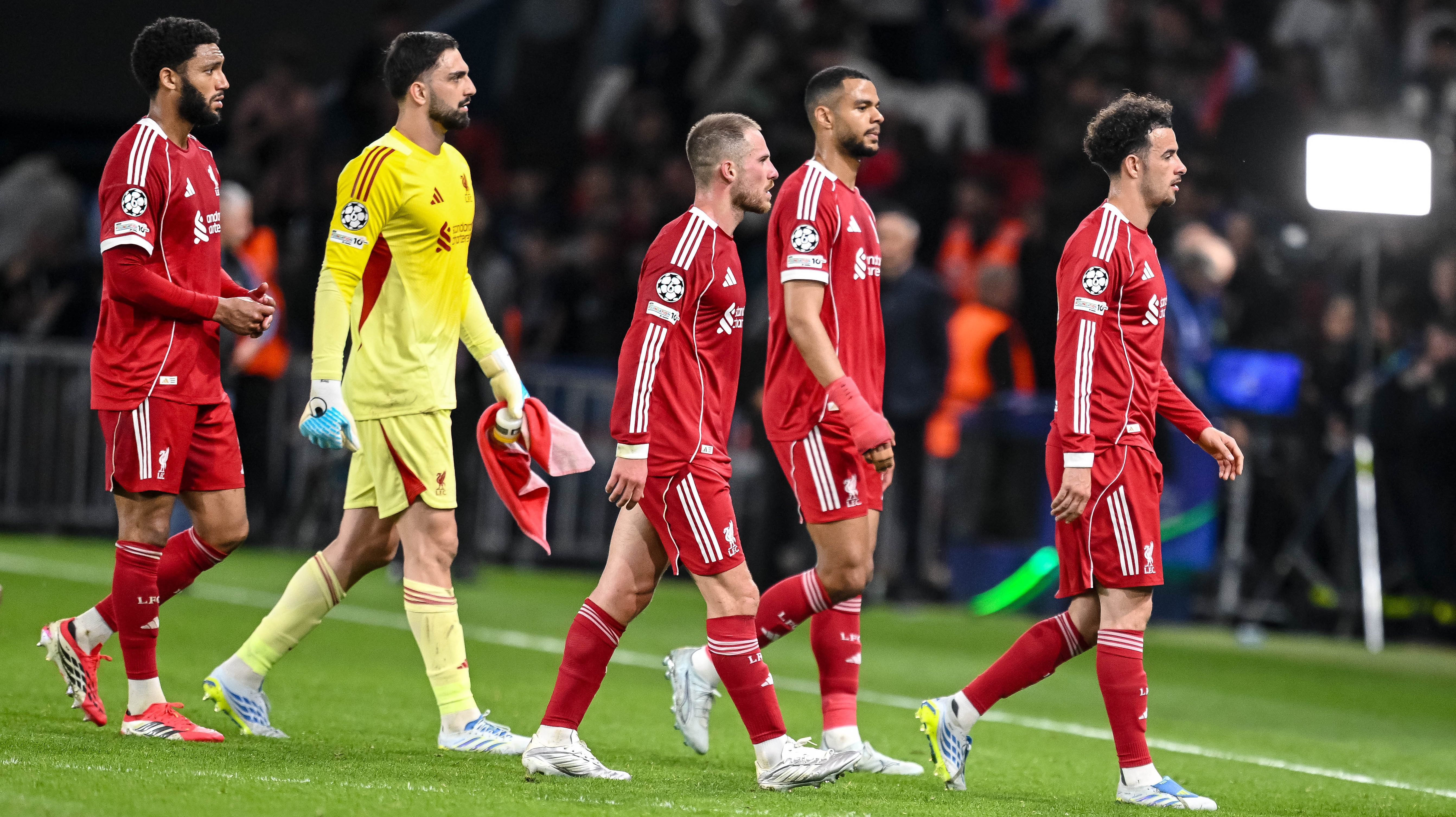 Joe Gomez, Giorgi Mamardashvil, Alexis Mac Allister és Curtis Jones a Liverpoolban.