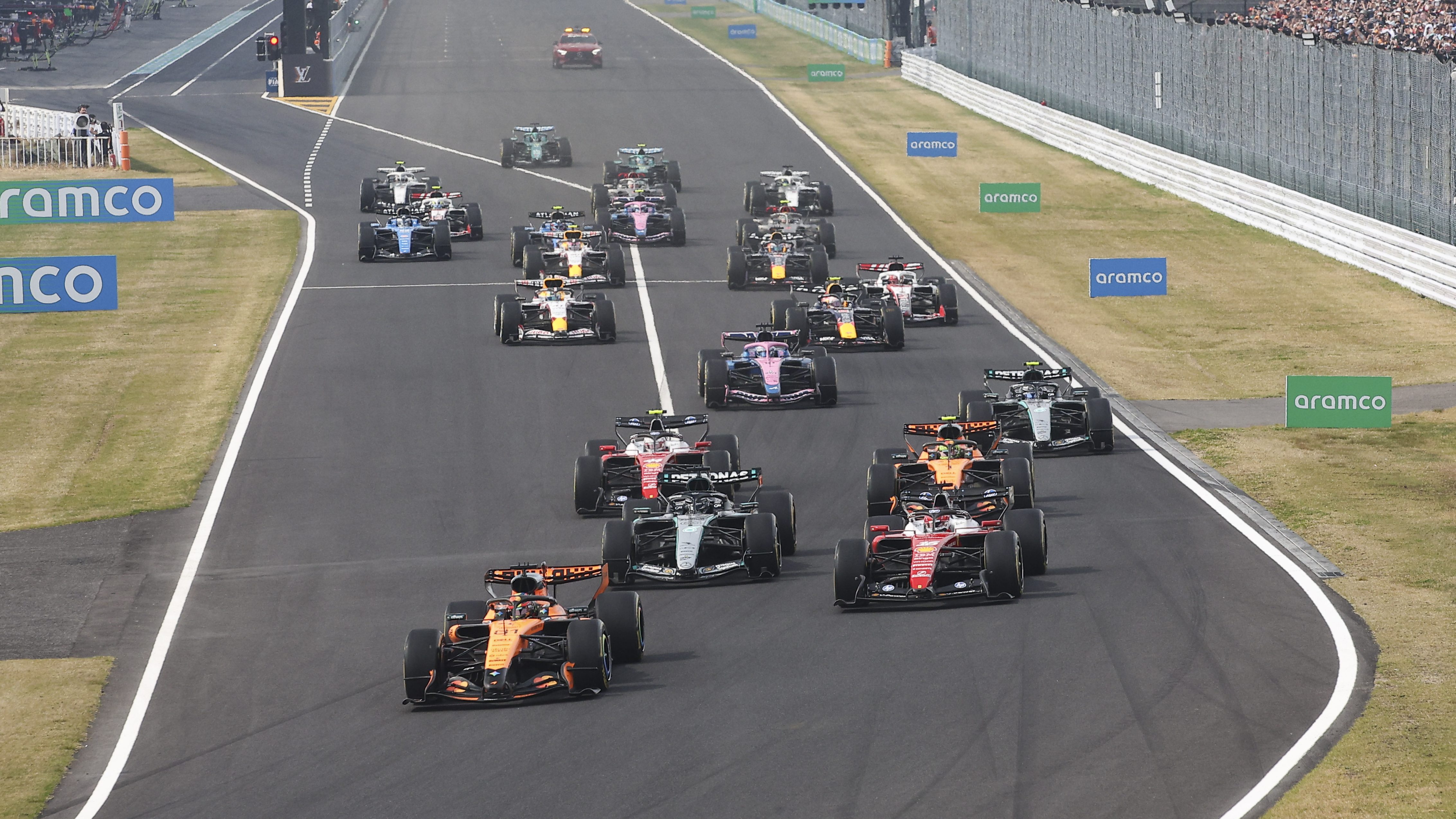 A Japán Nagydíj rajtja.