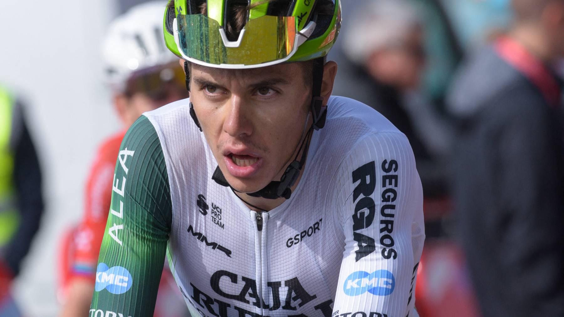 n Pal, Andorra, on August 28, 2025, Jaume Guardeno from Spain of the Caja Rural - Seguros RGA team participates in stage 6 of La Vuelta 2025, which connects Olot in Girona and Pal in Andorra. (Photo by Martin Silva Cosentino/NurPhoto)