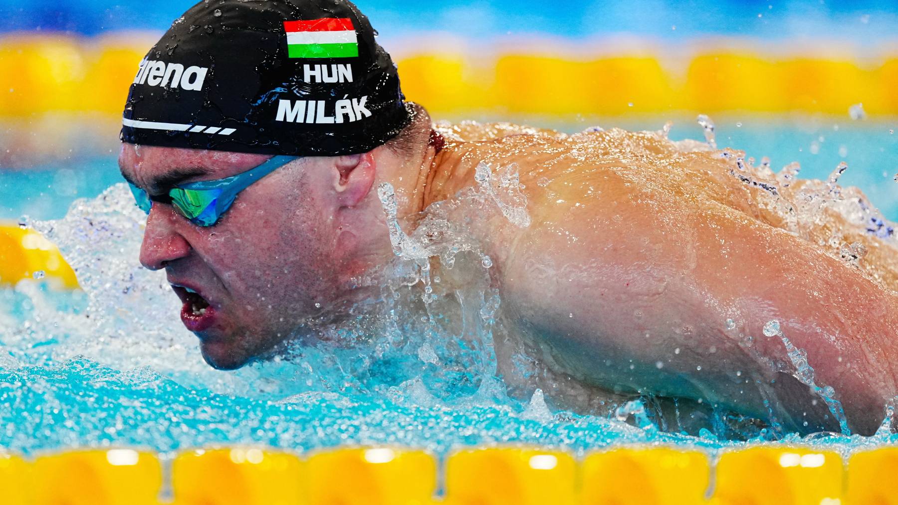 Milák Kristóf a férfi 100 méteres pillangóúszás középdöntőjében az úszók országos bajnokságán Sopronban 2026. április 18-án.