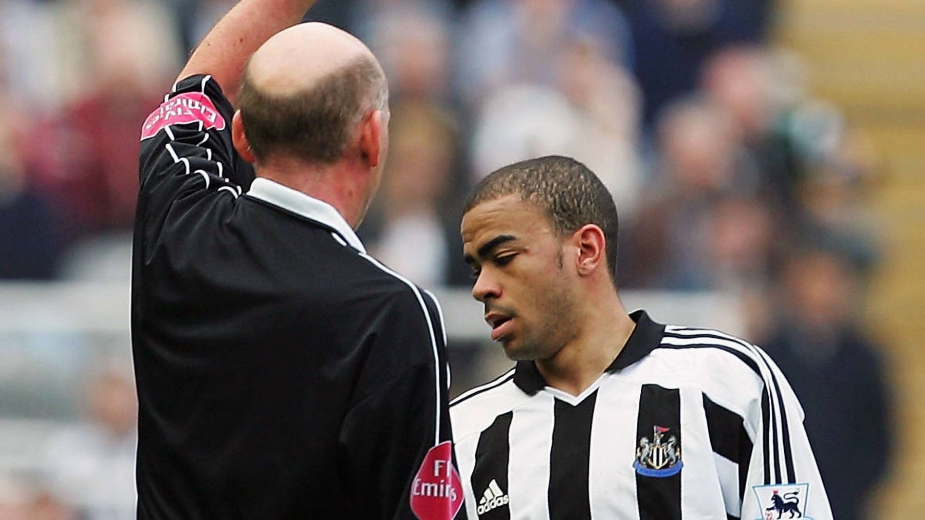 NEWCASTLE, ENGLAND - APRIL 2 : Kieron Dyer of Newcastle is sent off after a fight with Lee Bowyer during the FA Barclays Premiership match between Newcastle United and Aston Villa at St James Park on April 2, 2005 in Newcastle, England. (Photo by Laurence Griffiths/Getty Images)