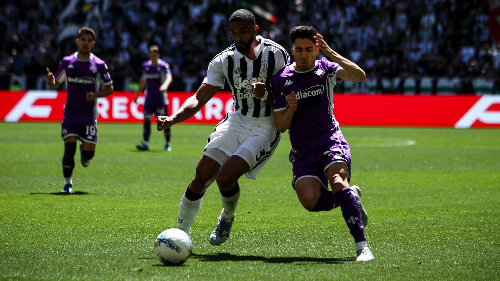 Fiorentina defender Fabiano Parisi (65) competes for the ball against Juventus defender Bremer (3) during the Serie A football match number 37 between Juventus and Fiorentina at the Allianz Stadium in Turin, Piedmont, Italy, on May 17, 2026. (Photo by Matteo Bottanelli/NurPhoto)