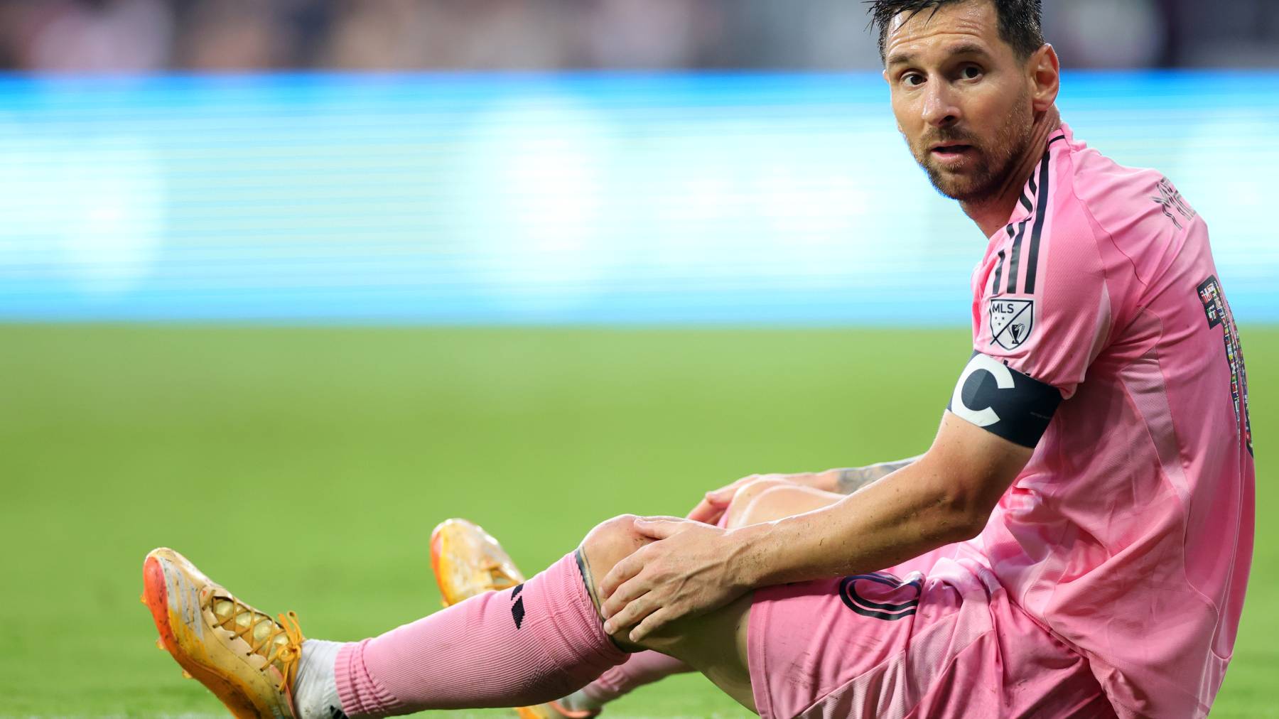 MIAMI, FLORIDA - MAY 24: Lionel Messi #10 of Inter Miami CF reacts during the MLS match between Inter Miami CF and Philadelphia Union at Nu Stadium on May 24, 2026 in Miami, Florida. (Photo by Megan Briggs/Getty Images)