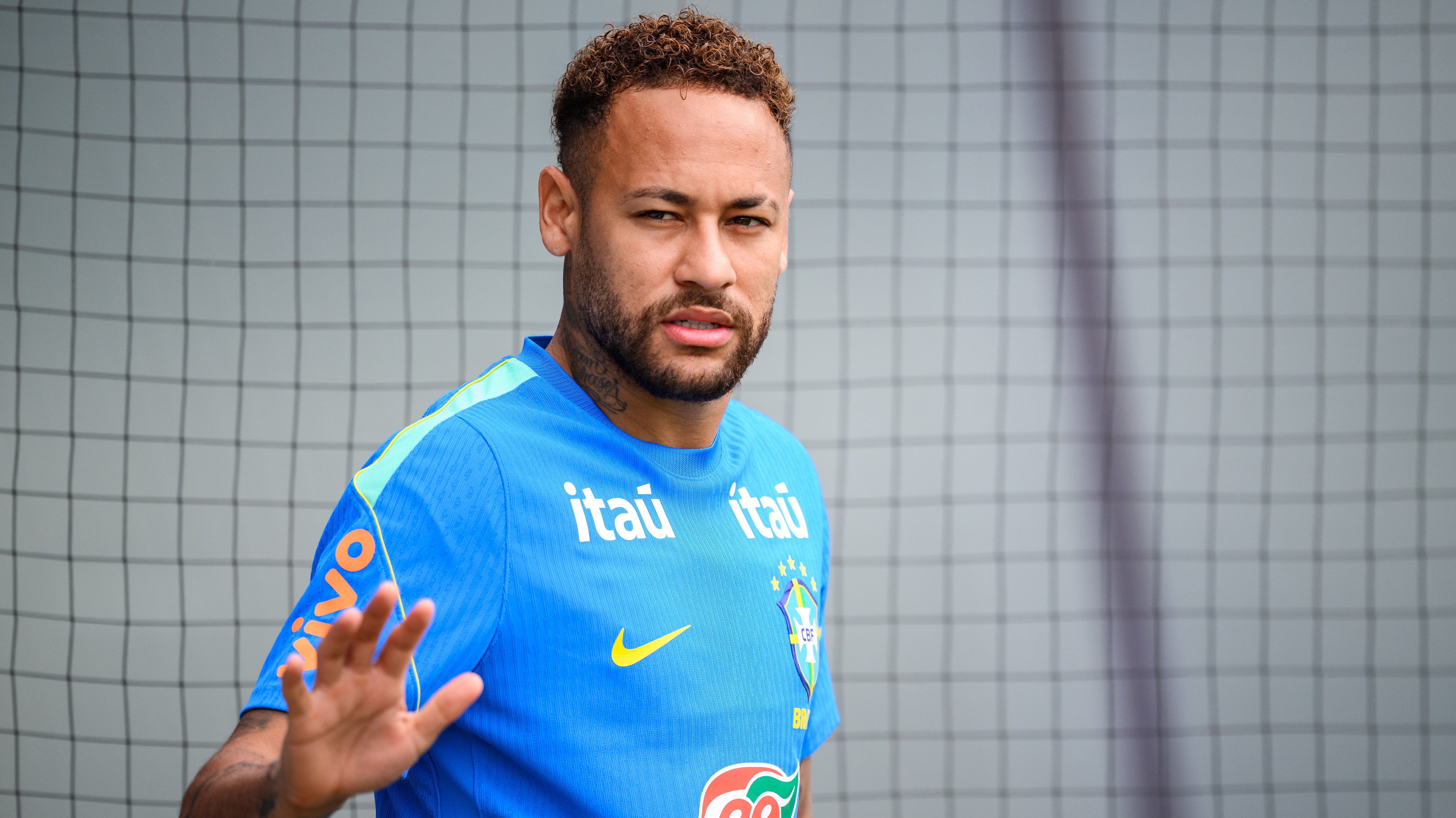 Neymar a brazil válogatott edzésén.