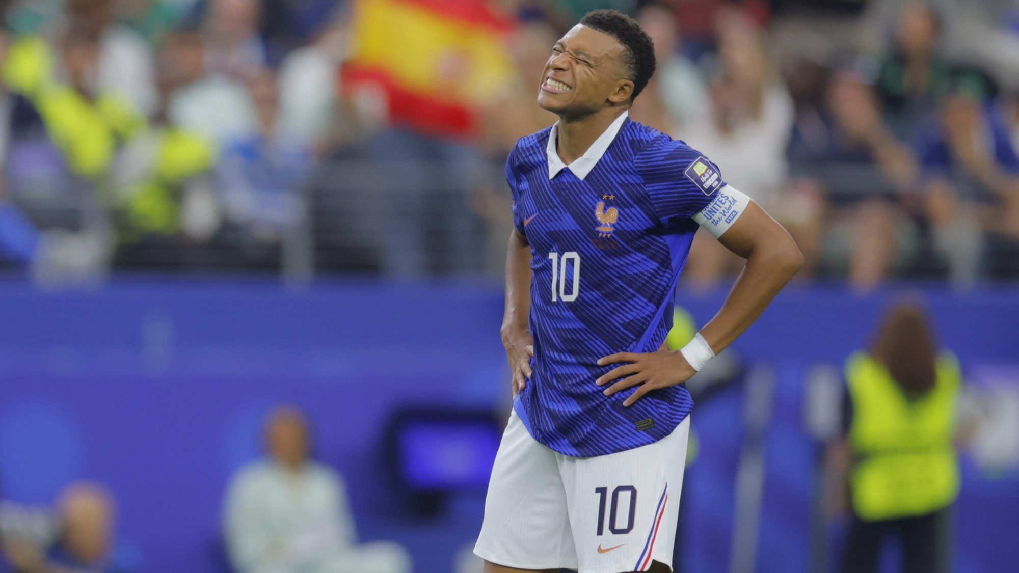 Kylian Mbappé a spanyolok elleni vb-meccsen.