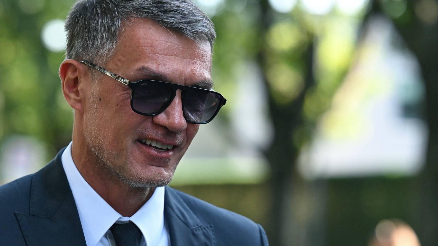 AC Milan former player Paolo Maldini arrives at the Armani Theatre where late Italian fashion designer Giorgio Armani lies-in state, in Milan on September 7, 2025. Giorgio Armani died on September 4, 2025 at 91.