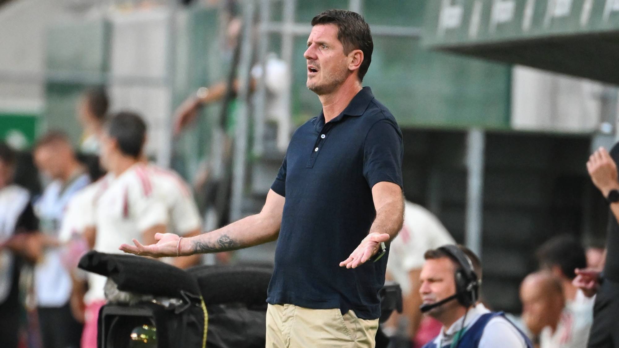 Borbély Balázs, a Ferencváros vezetőedzője a Ferencváros - Real Madrid nemzetközi felkészülési mérkőzésen a Groupama Arénában 2026. augusztus 8-án.