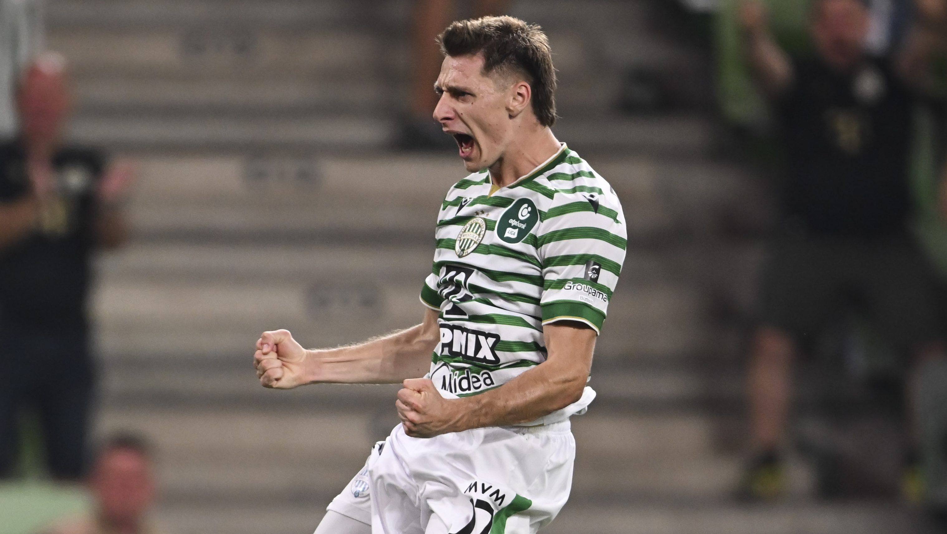 Corbu Máriusz, a Ferencváros játékosának gólöröme.