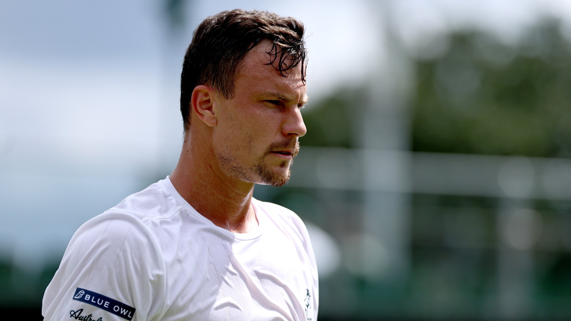 Fucsovics Márton az amerikai Learner Tien elleni mérkőzésen a wimbledoni teniszbajnokság férfi egyesének második fordulójában, Londonban 2026. július elsején.