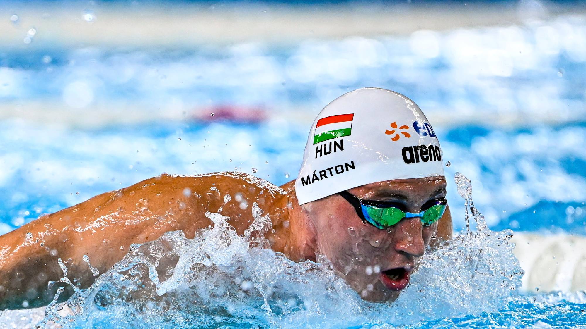 Márton Richárd a férfi 200 méteres pillangóúszás középdöntőjében a párizsi vizes Európa-bajnokságon az olimpiai vizesközpontban 2026. augusztus 14-én.