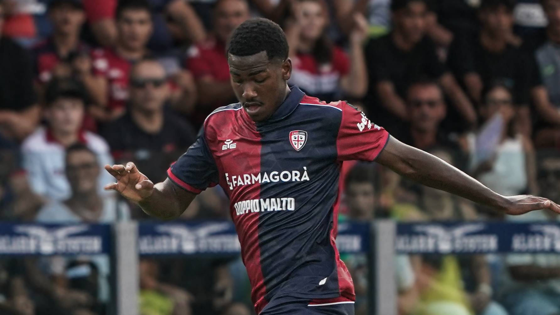 Trepy Yael Fritz Junior (#19) of Cagliari Calcio plays during the Italy Cup Frecciarossa match between Cagliari Calcio and S.S. Arezzo 1923 in Italy, on August 14, 2026. (Photo by Alessandro Tocco/NurPhoto)