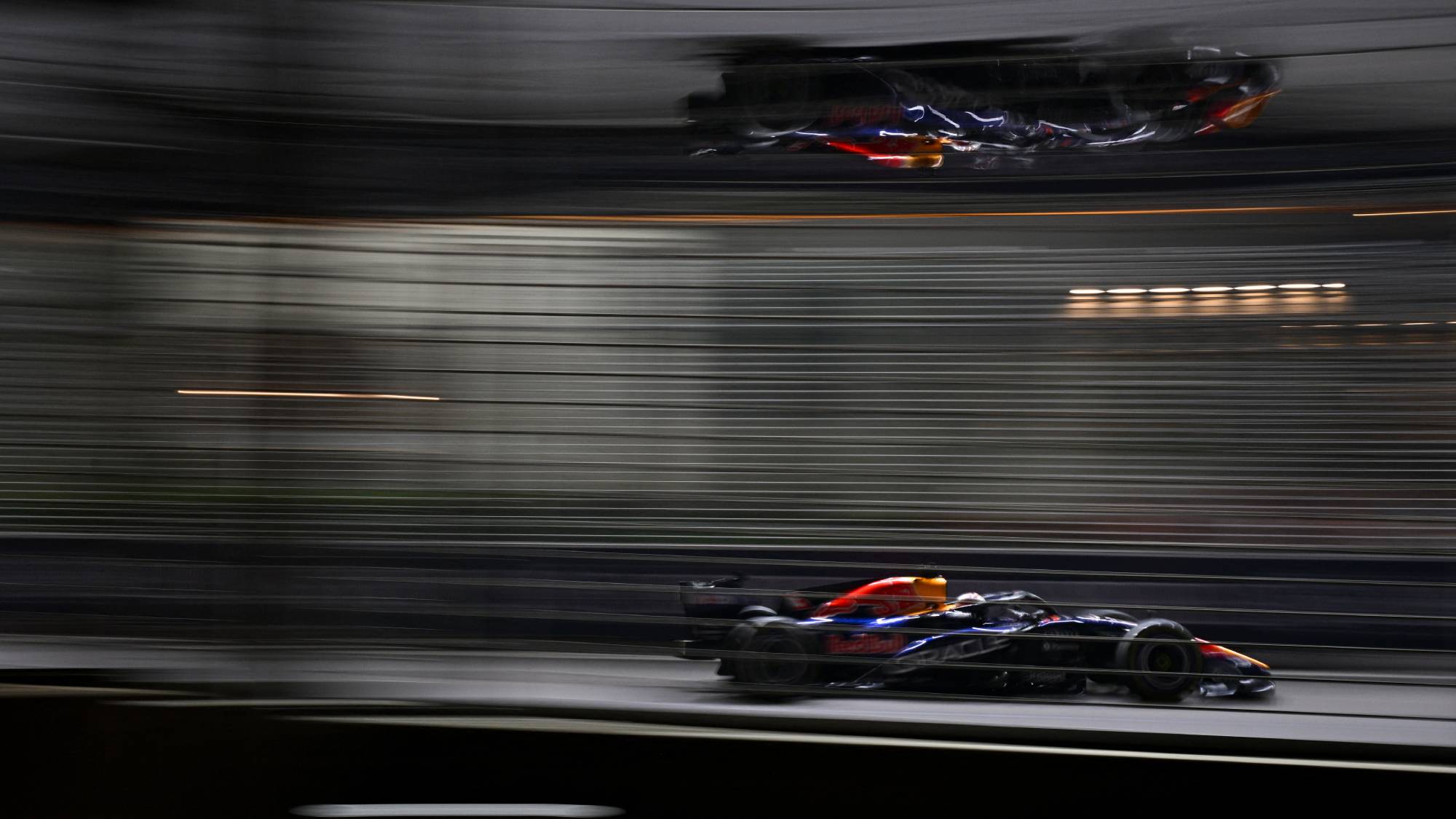 Red Bull Racing's Dutch driver Max Verstappen steers his car during the sprint qualifying session ahead of the Formula One Singapore Grand Prix at the Marina Bay Street Circuit in Singapore on October 9, 2026.